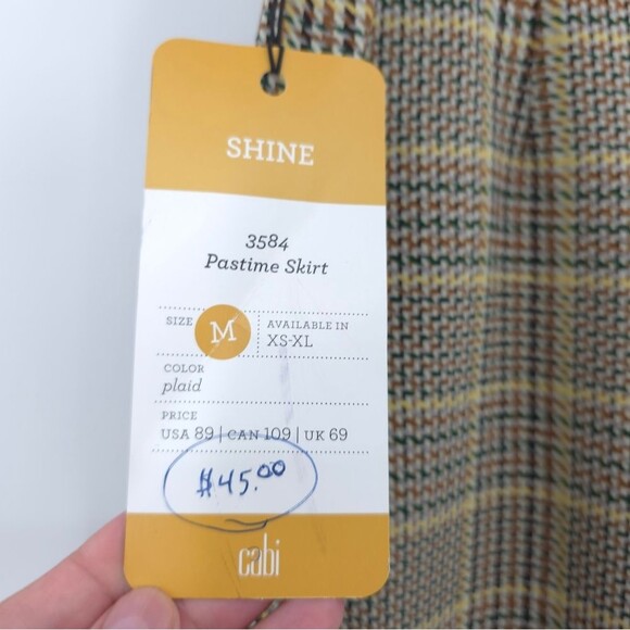 Cabi Pastime Houndstooth Plaid Skirt Above Knee Asymmetrical Hem Pockets NWT - Picture 12 of 15